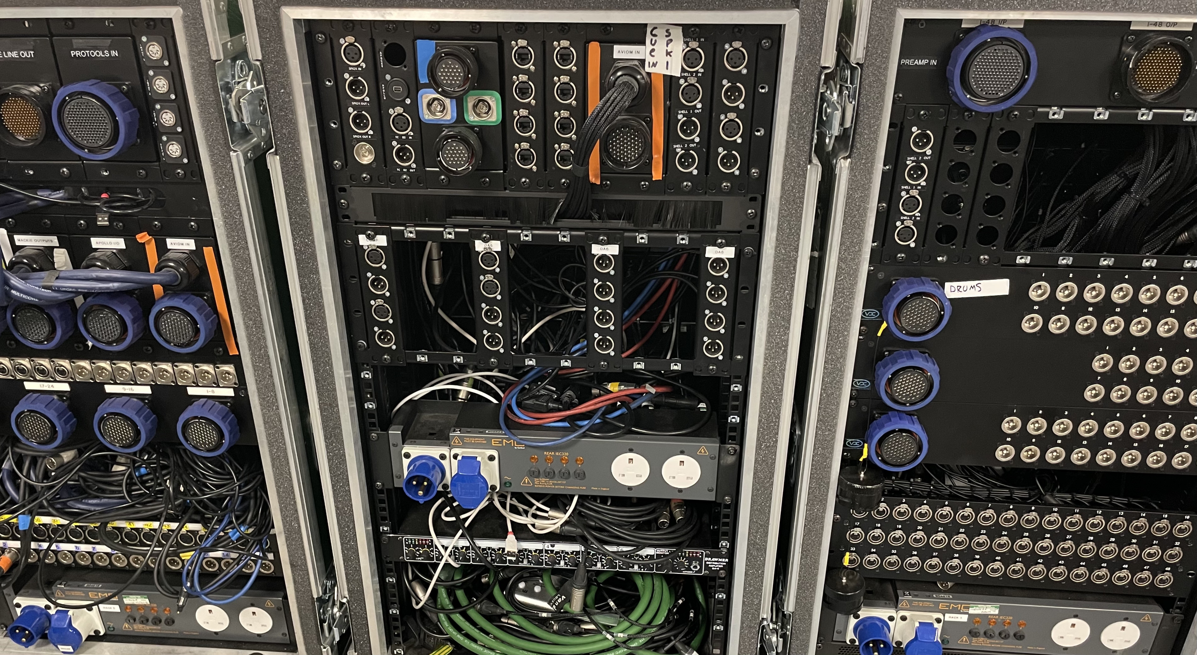 Touring rigs and on-road mobile studio set-ups for bands