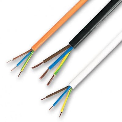 3 x 2.5mm round mains cable 20A, black, per m 