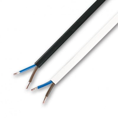 1.5mm 2 core round mains cable 15A, white, 100m reel