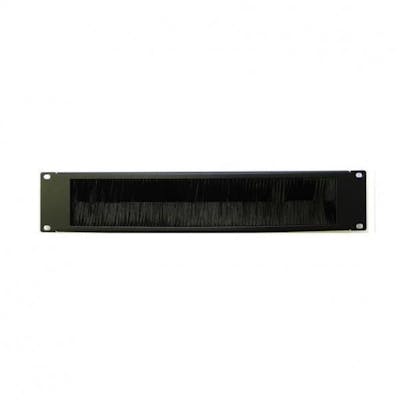 2U Black panel with brush strip